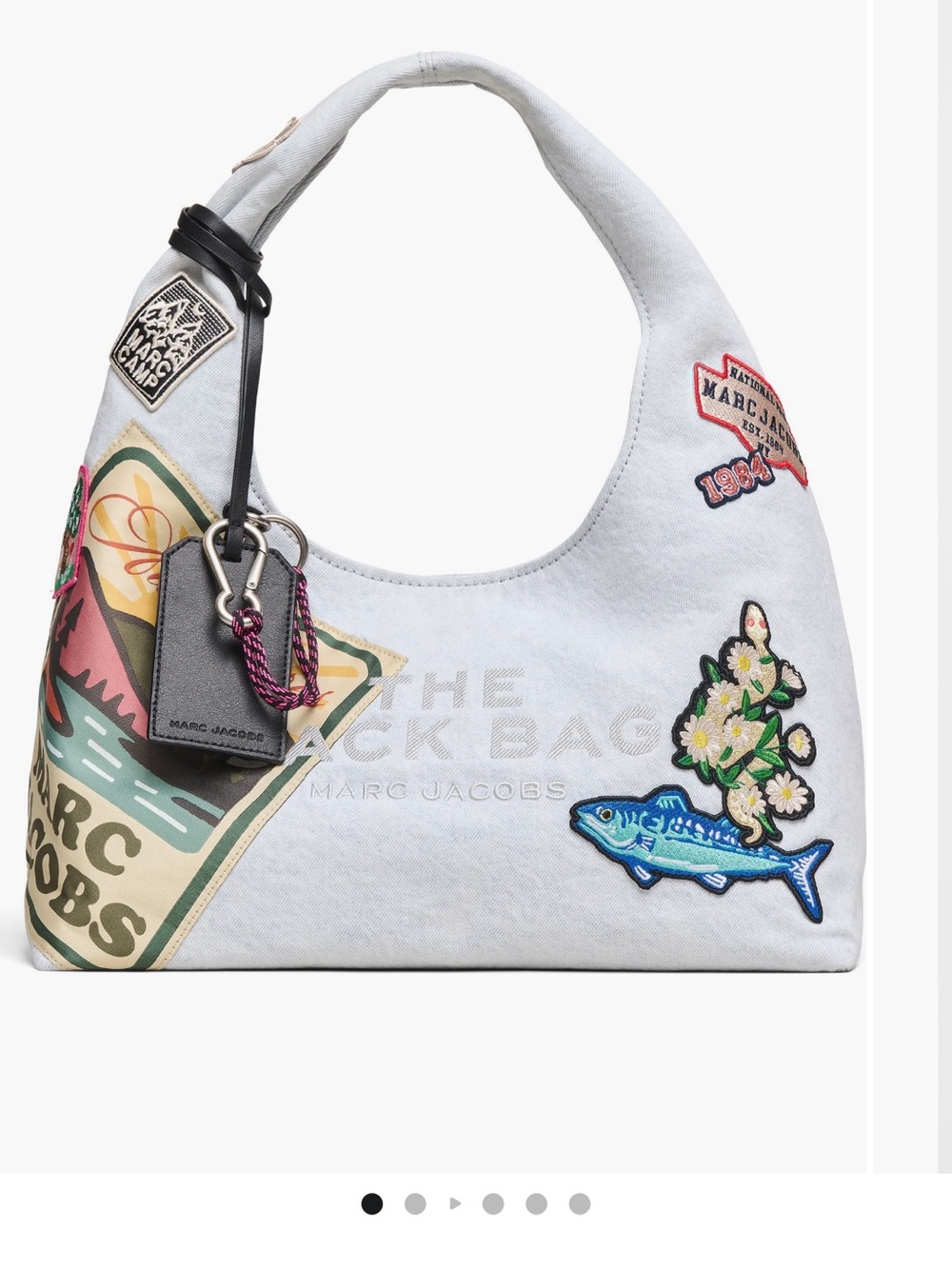 Marc Jacobs Light Gray Canvas Hobo with Colorful Patchwork